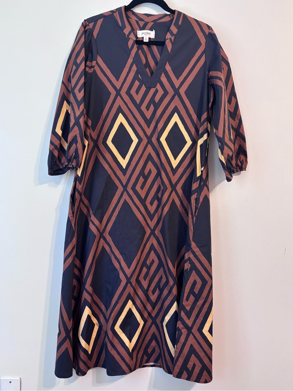 Anthropologie Porridge Cotton boho Mireil Midi Dress Size M